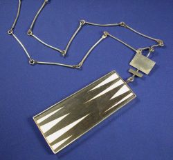 Silver, Ebony, and Ivory Pendant Necklace, Claude Jensen